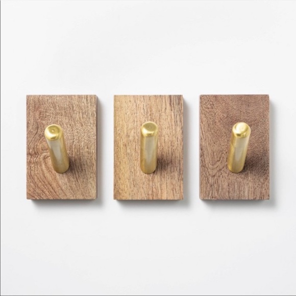 Hearth & Hand Accents Studio Mcgee Nwt Set Of 3 Brass Wall Hooks 4